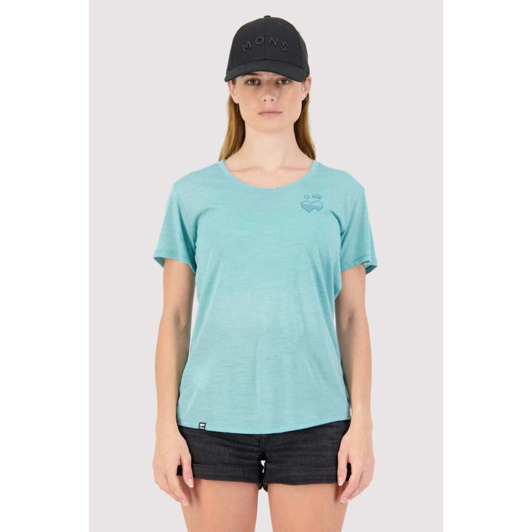 Mons Royale Women's Zephyr Cool Tee Mtn Art Sage