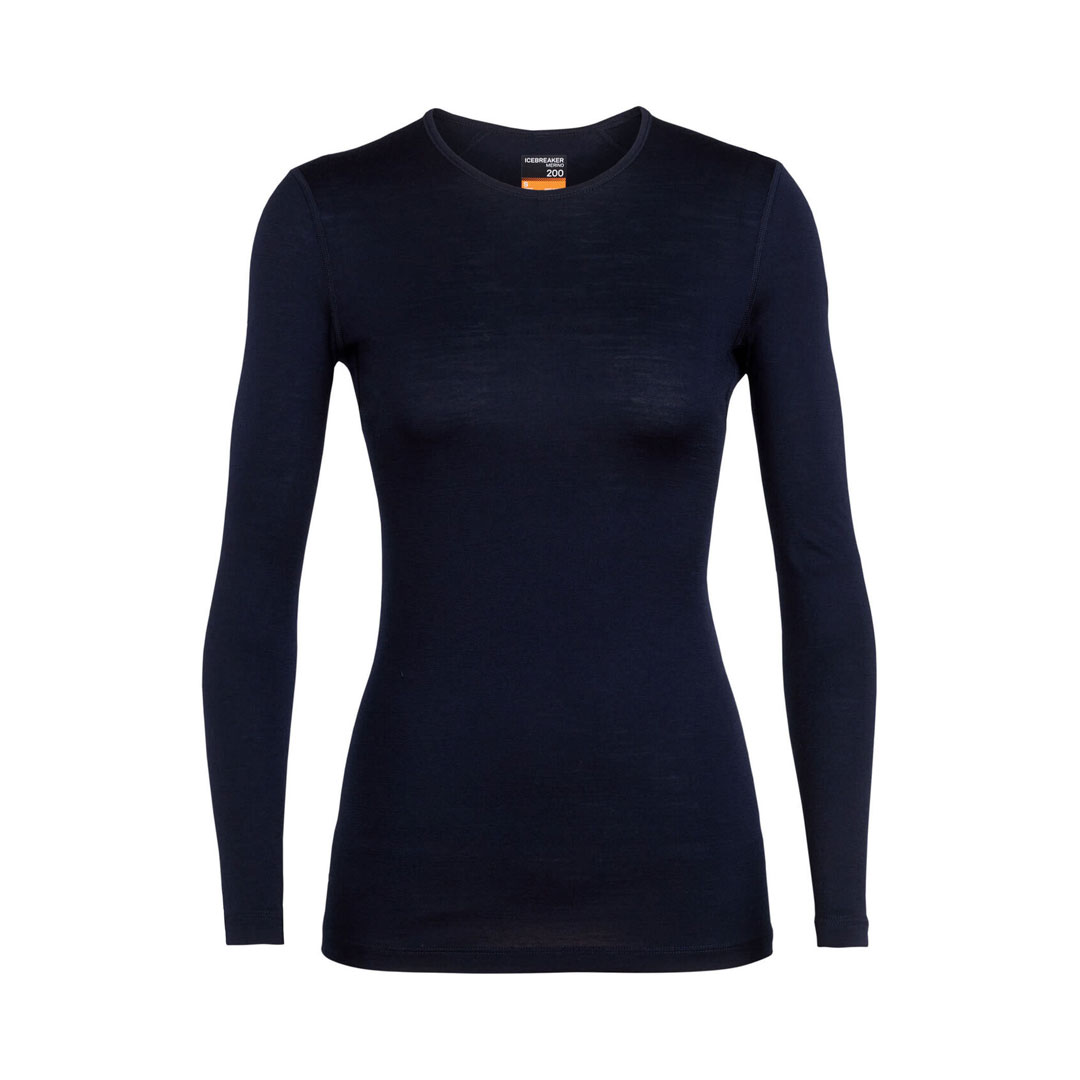 Icebreaker Women's 200 Oasis Long Sleeve Crewe Midnight Navy 1 Icebreaker Women's 200 Oasis Long Sleeve Crewe Midnight Navy