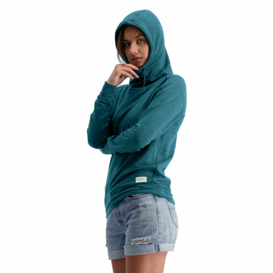 Mons Royale Women's Covert Lite Funnel Hood Deep Teal - Image 4