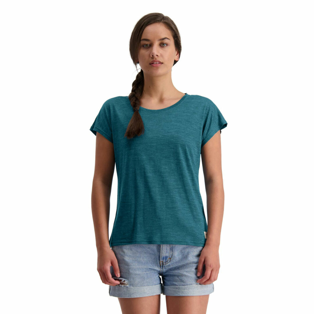 Mons Royale Women's Estelle Cap Tee Deep Teal - Image 4