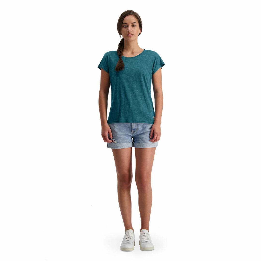 Mons Royale Women's Estelle Cap Tee Deep Teal - Image 2