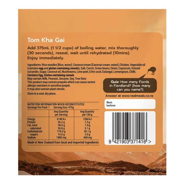 Alternative view of Real Meals Freeze Dried Food Tom Kha Gai