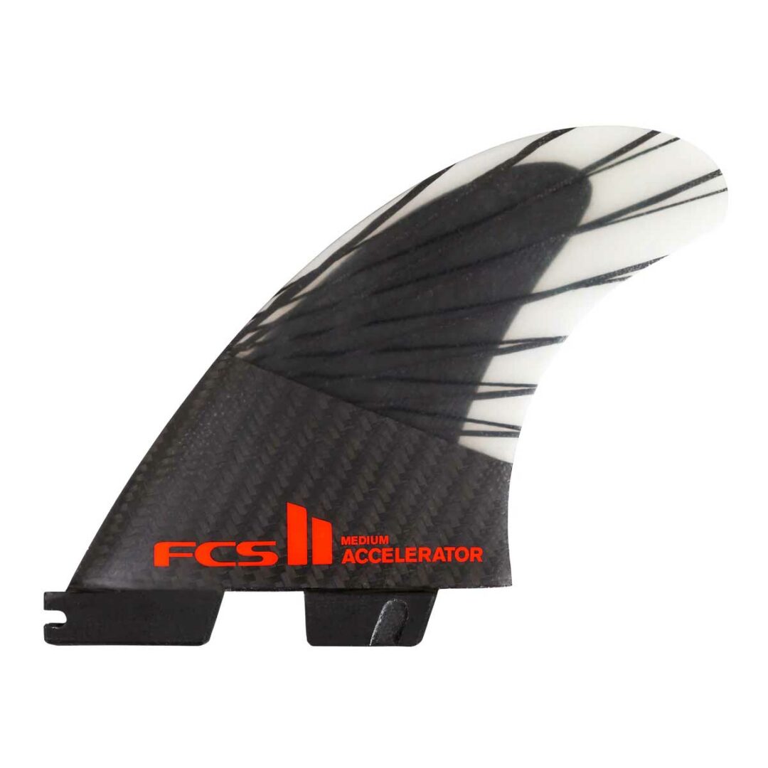 FCS II Accelerator PC Carbon Medium Black/Red Tri Surfboard fin