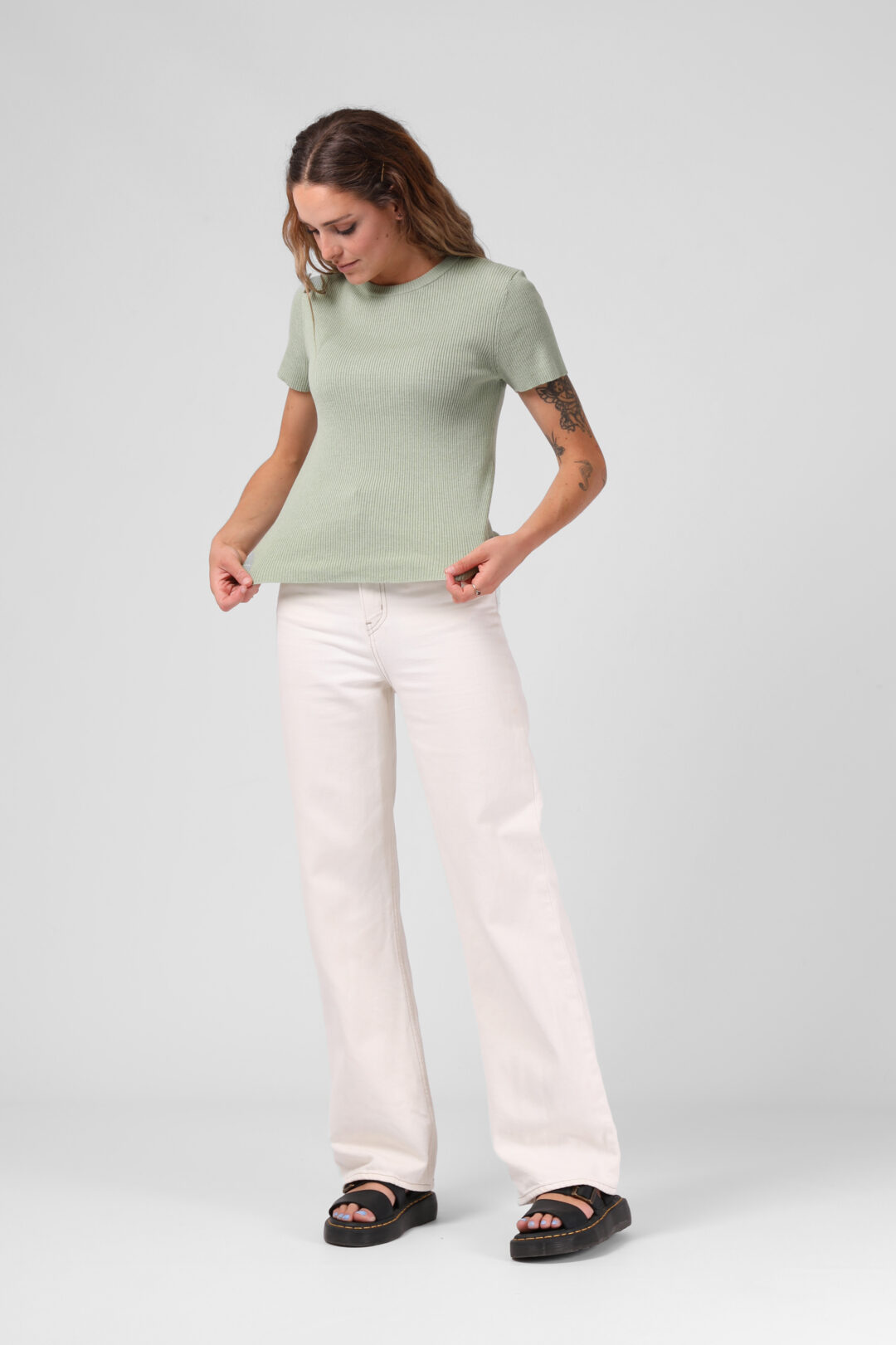 RPM Women's Knitted S/S Top Sage