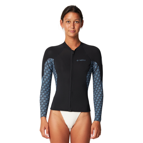 a woman in a wet suit jacket