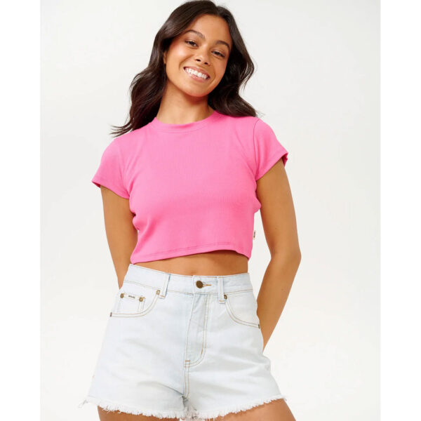 Rip Curl Women's Classic Ribbed Tee Hot Pink