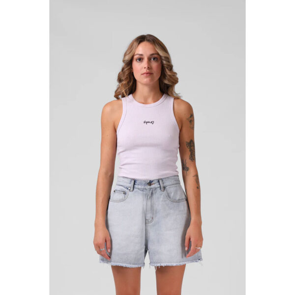 RPM Women's Heart Ribbed Singlet Faded Lilac