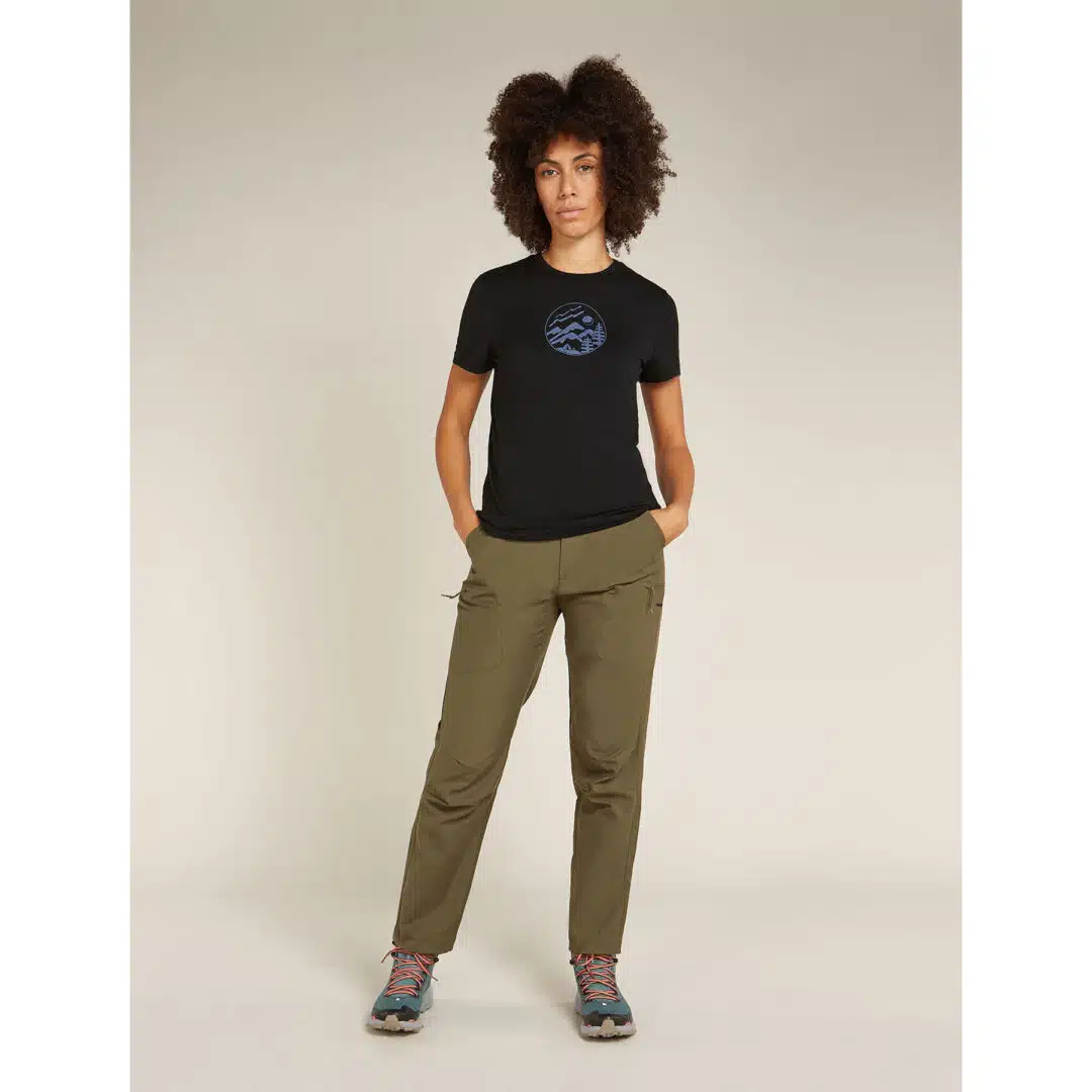 Icebreaker Women's150 Tech Lite SS Tee Camping Circle Blk - Image 3