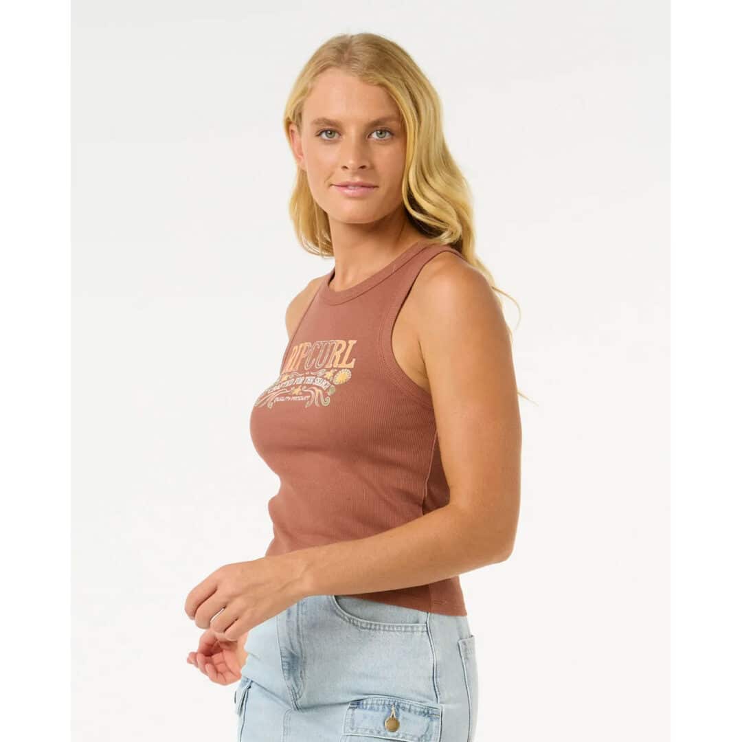 Rip Curl Women's Luna Ribbed Tank Brown - Image 2