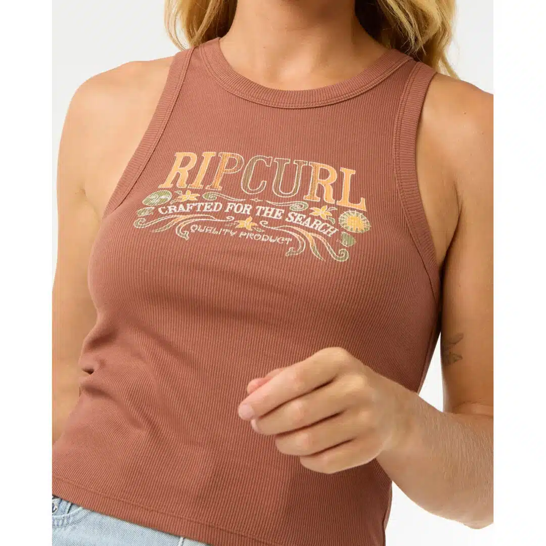 Rip Curl Women's Luna Ribbed Tank Brown - Image 5