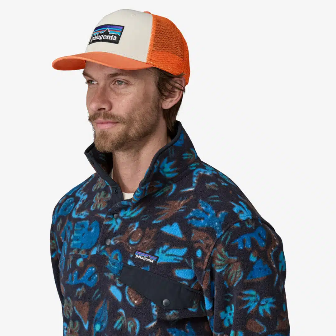 Patagonia P-6 Logo Trucker Hat White w/Redtail Rust - Image 2