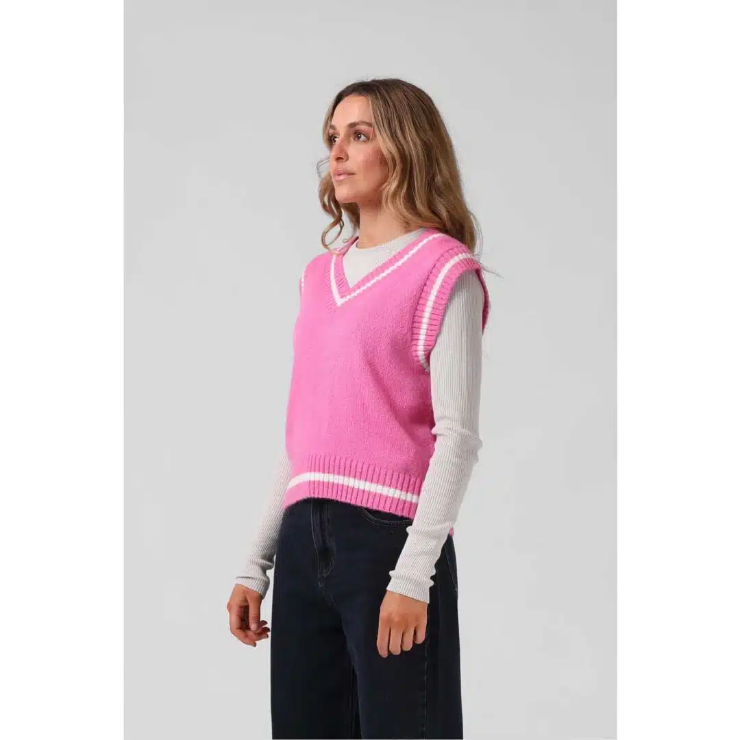 RPM Women's V Knit Vest Hot Pink - Image 4