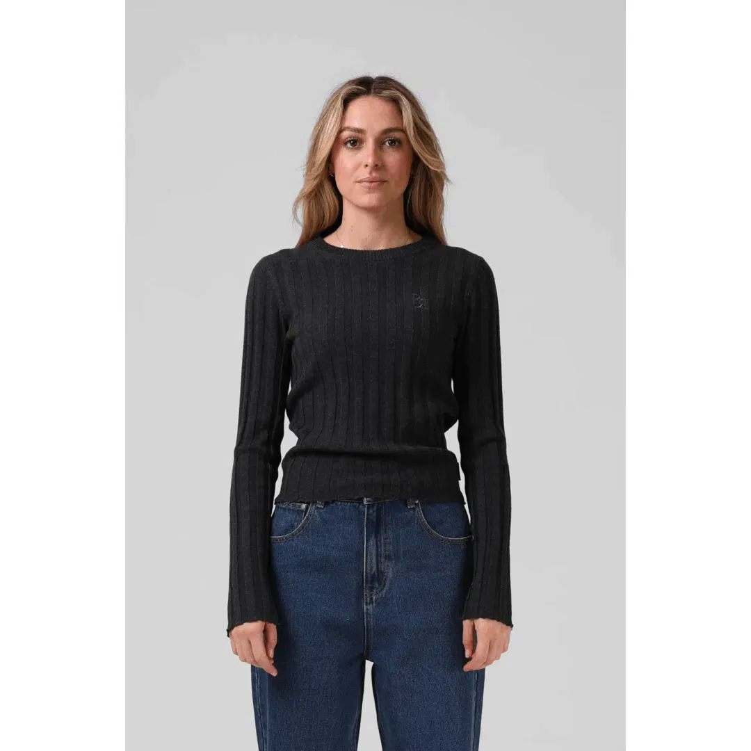 RPM Women's Knitted L/S Black Marl