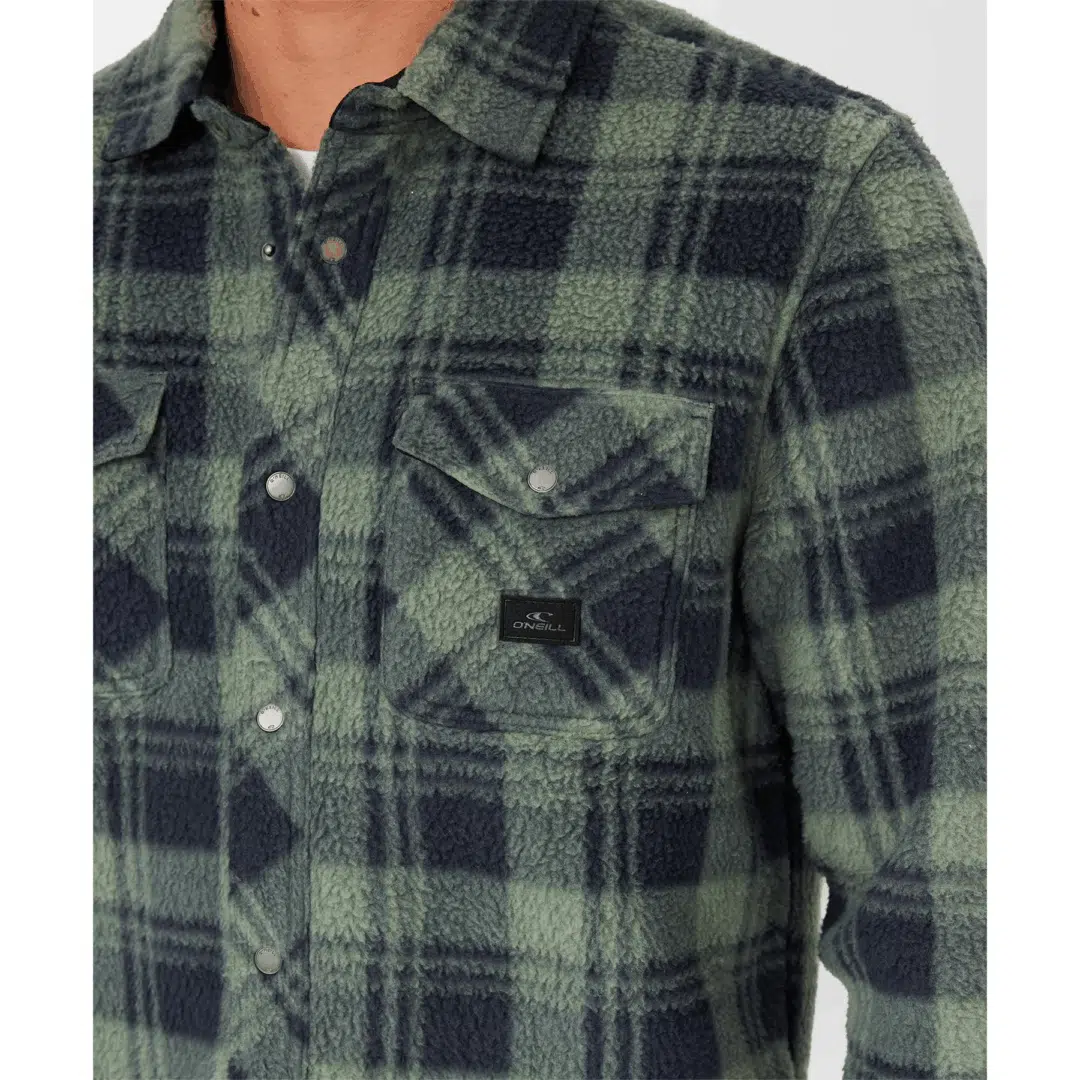 O'Neill Men's Glacier Plaid Superfleece Olive - Image 6