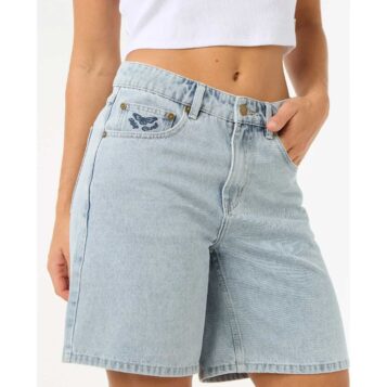 Rip Curl women's Aggie Relaxed Denim Short Vint Blue