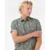 Rip Curl Men's Paradise Palms Short Sleeve Shirt Cactus Green