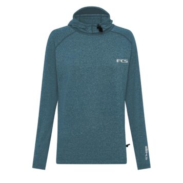 FCS Essential Hooded LS Rash Vest Heather Tidal Teal
