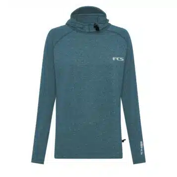 FCS Essential Hooded LS Rash Vest Heather Tidal Teal