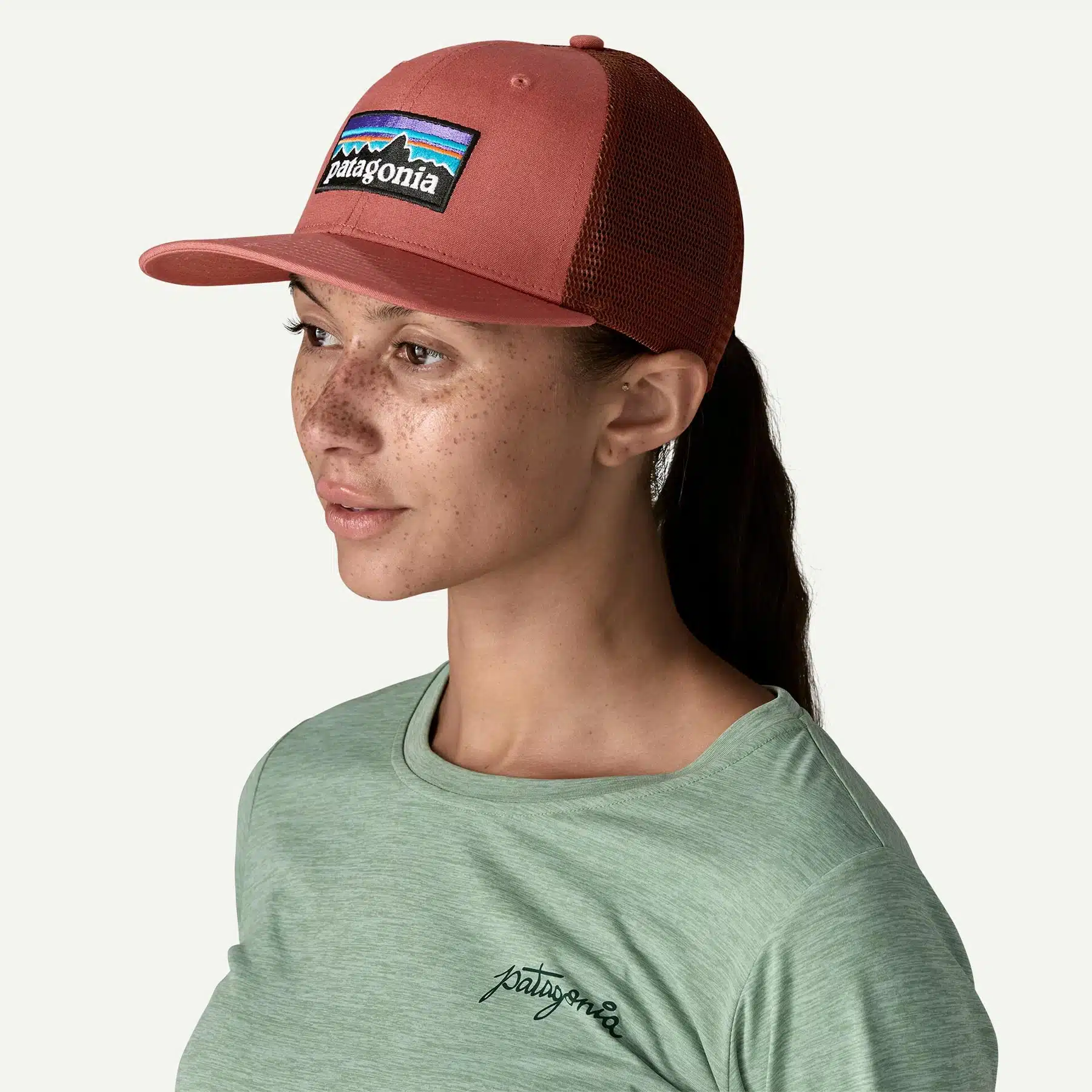 Patagonia P-6 Logo Trucker Hat Potters Red 2 Patagonia P-6 Logo Trucker Hat Potters Red - Image 2