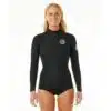 Rip Curl Women's 1.5mm L/S Back Zip Boy Leg Springsuit Black