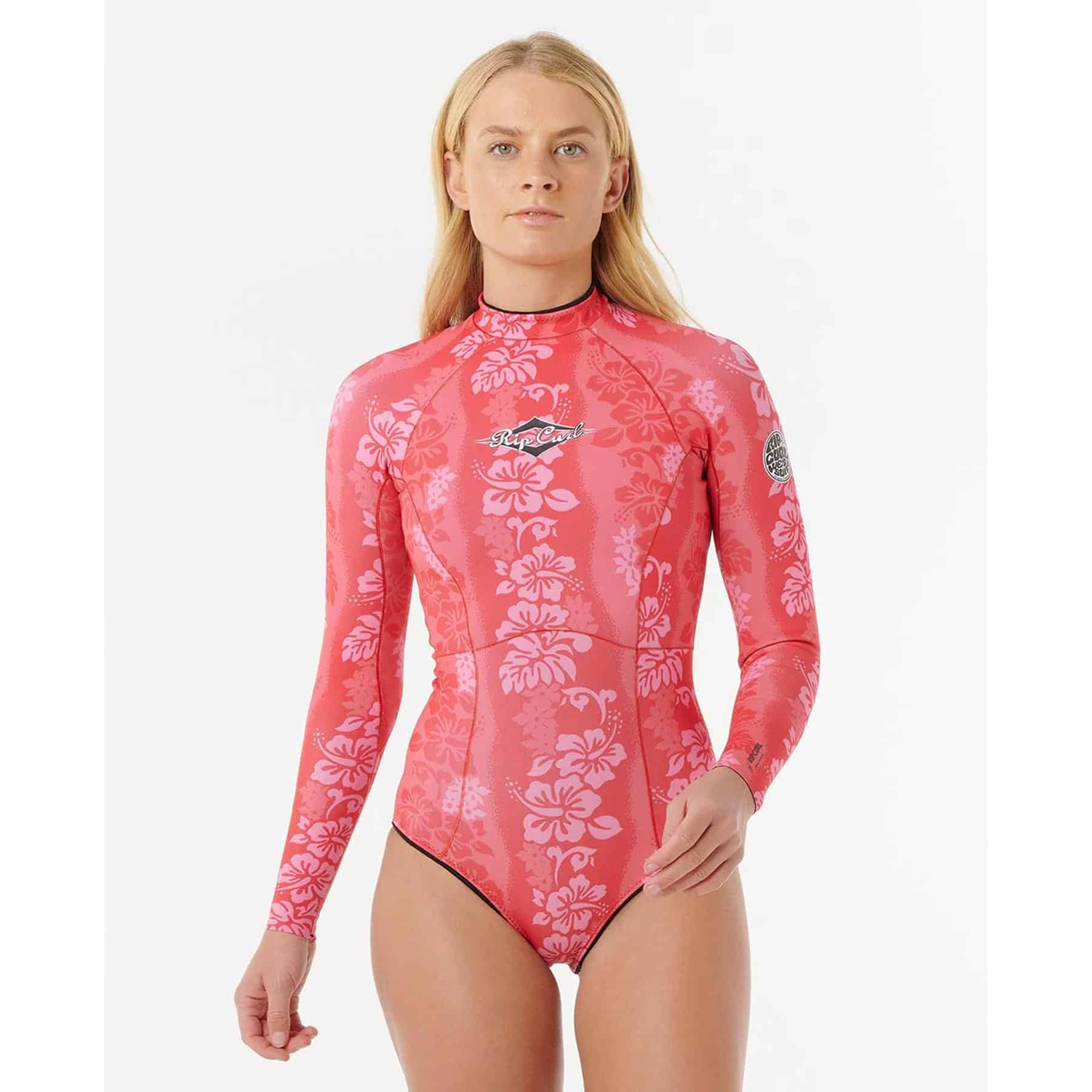 Rip Curl Women's 1.5mm G-Bomb L/S Back Zip Springsuit Red