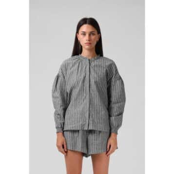 RPM Women's Olive Blouse Black Stripe