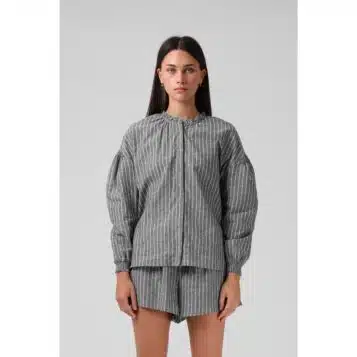 RPM Women's Olive Blouse Black Stripe