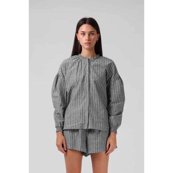 RPM Women's Olive Blouse Black Stripe
