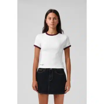 RPM Women's Ribbed Ringer Tee White