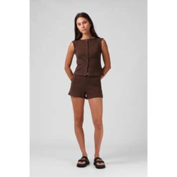 RPM Women's Ribbed Shorty Short Chocolate