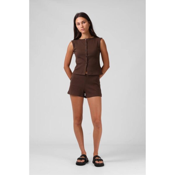 RPM Women's Ribbed Shorty Short Chocolate