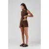 RPM Women's Ribbed Shorty Short Chocolate - Image 2