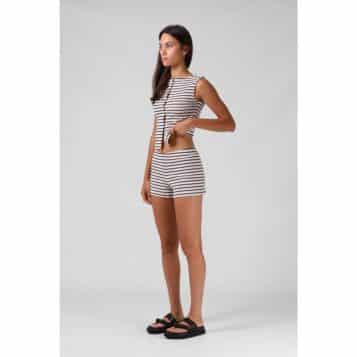 Alternative view of RPM Women's Ribbed Shorty Short Cream Stripe