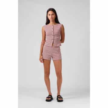 Alternative view of RPM Women's Ribbed Shorty Short Pink Stripe
