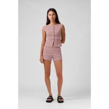 Alternative view of RPM Women's Ribbed Shorty Short Pink Stripe