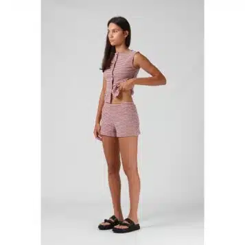 RPM Women's Ribbed Shorty Short Pink Stripe