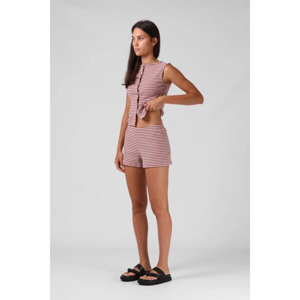 RPM Women's Ribbed Shorty Short Pink Stripe
