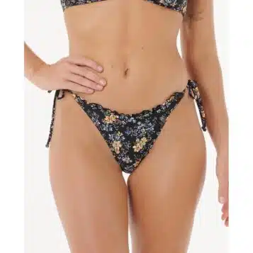 Rip Curl Pacific Rider Tie Side Cheeky Coverage Bikini Bottom Black