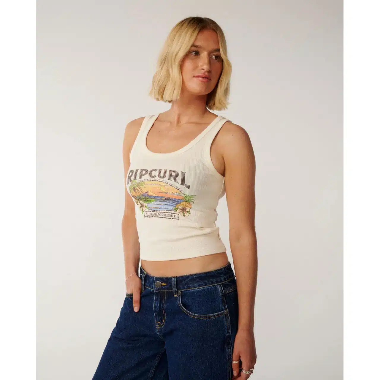 Rip Curl Women's Sunset Ribbed Tank Bone 3 Rip Curl Women's Sunset Ribbed Tank Bone - Image 3