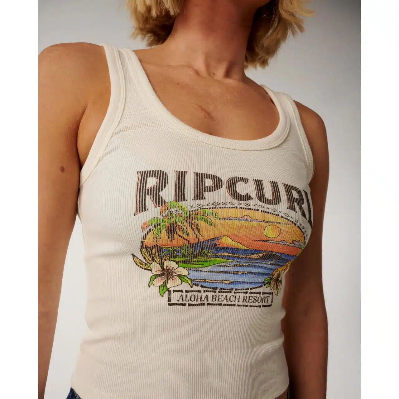 Rip Curl Women's Sunset Ribbed Tank Bone 4 Rip Curl Women's Sunset Ribbed Tank Bone - Image 4