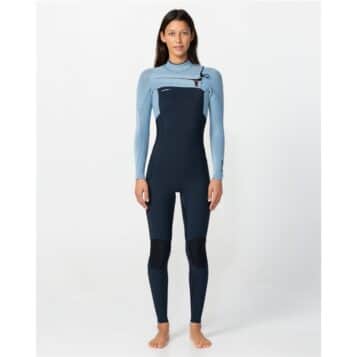 O'Neill Women's 4/3mm Hyper Fire Chest Zip Faded Denim