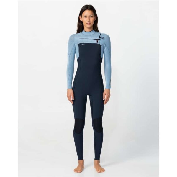 O'Neill Women's 4/3mm Hyper Fire Chest Zip Faded Denim