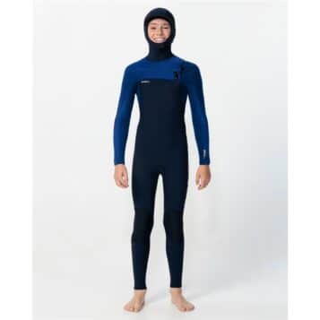 O'Neill Youth Hyperfreak Chest Zip 5/4+ Hooded Wetsuit Black/Twilight