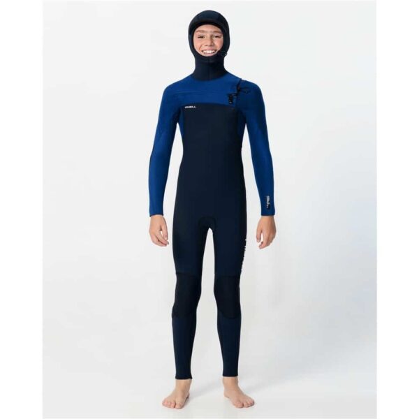 O'Neill Youth Hyperfreak Chest Zip 5/4+ Hooded Wetsuit Black/Twilight