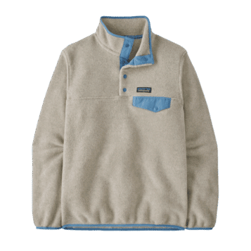 Patagonia Women's Light Weight Synch Snap-T P/O Oatmeal Heather w/Shore Blue