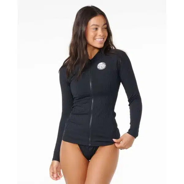 Rip Curl Women's Premium Surf Zip Thru LS UV Black