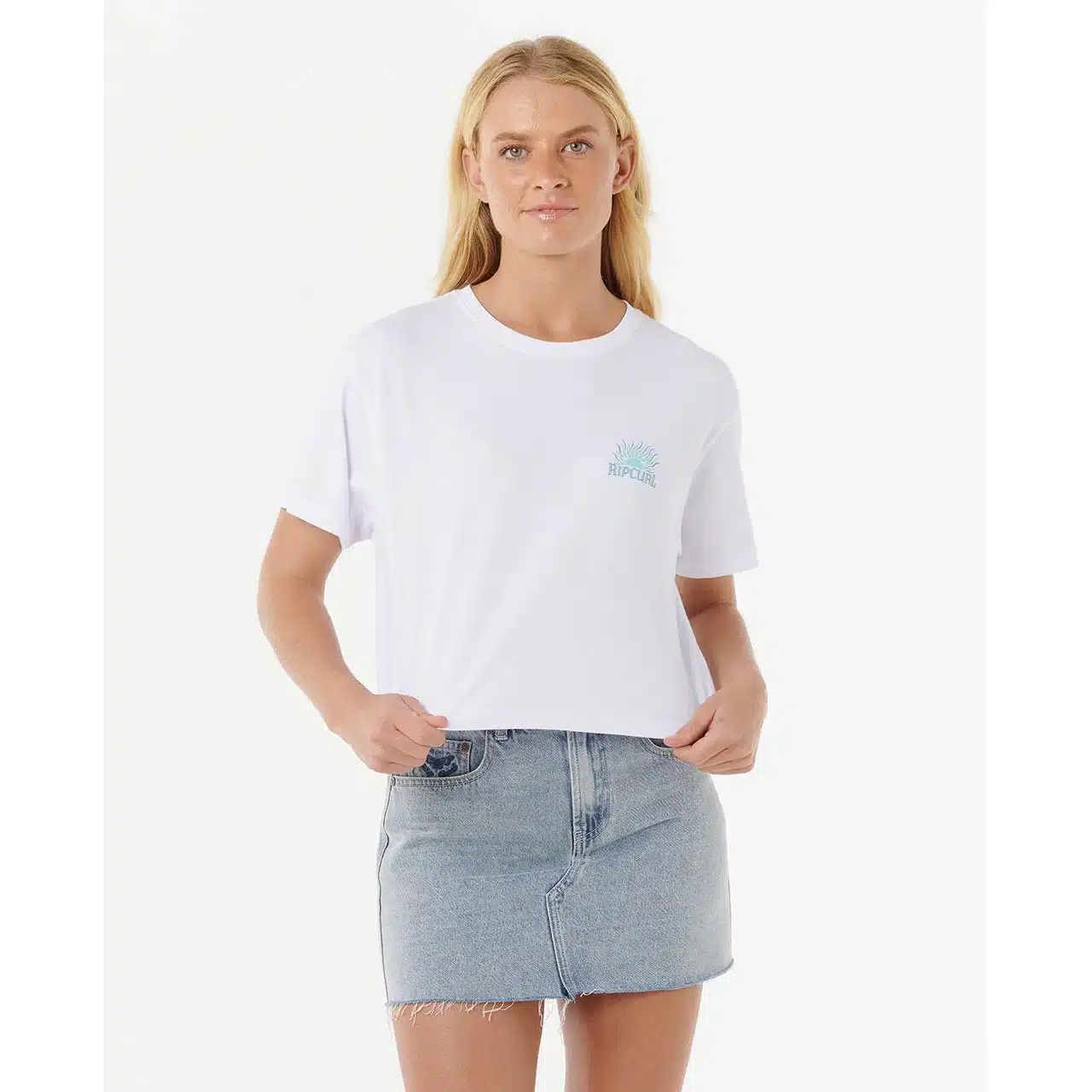 Rip Curl Women's Sunrise Crop Tee White 1 Rip Curl Women's Sunrise Crop Tee White