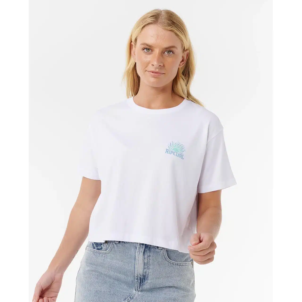 Rip Curl Women's Sunrise Crop Tee White 2 Rip Curl Women's Sunrise Crop Tee White - Image 2