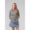 RPM Women's Stripe Knitted LS - Chocolate 7 RPM Women's Stripe Knitted LS - Chocolate - Image 4