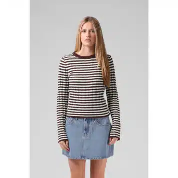 Alternative view of RPM Women's Stripe Knitted LS - Chocolate